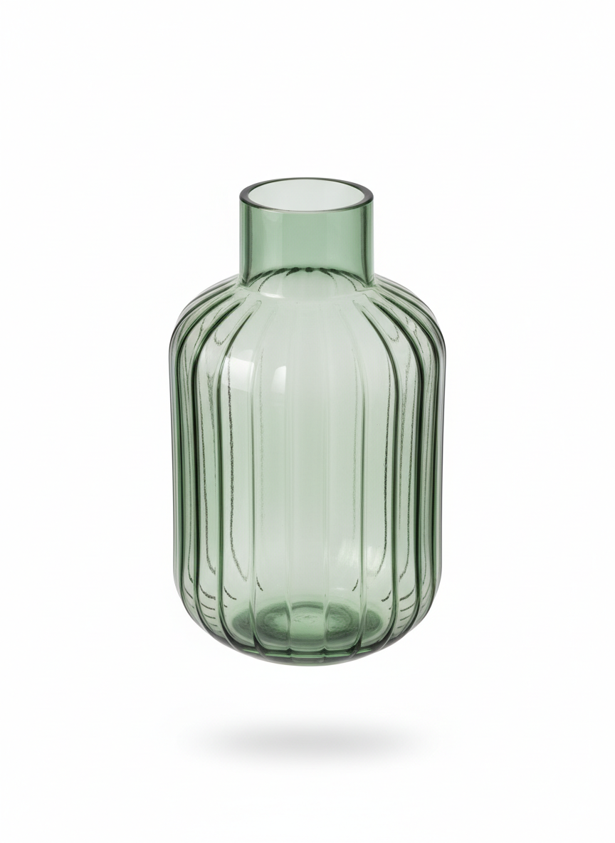 Decorative Vase with Fluted Vertical Ribs